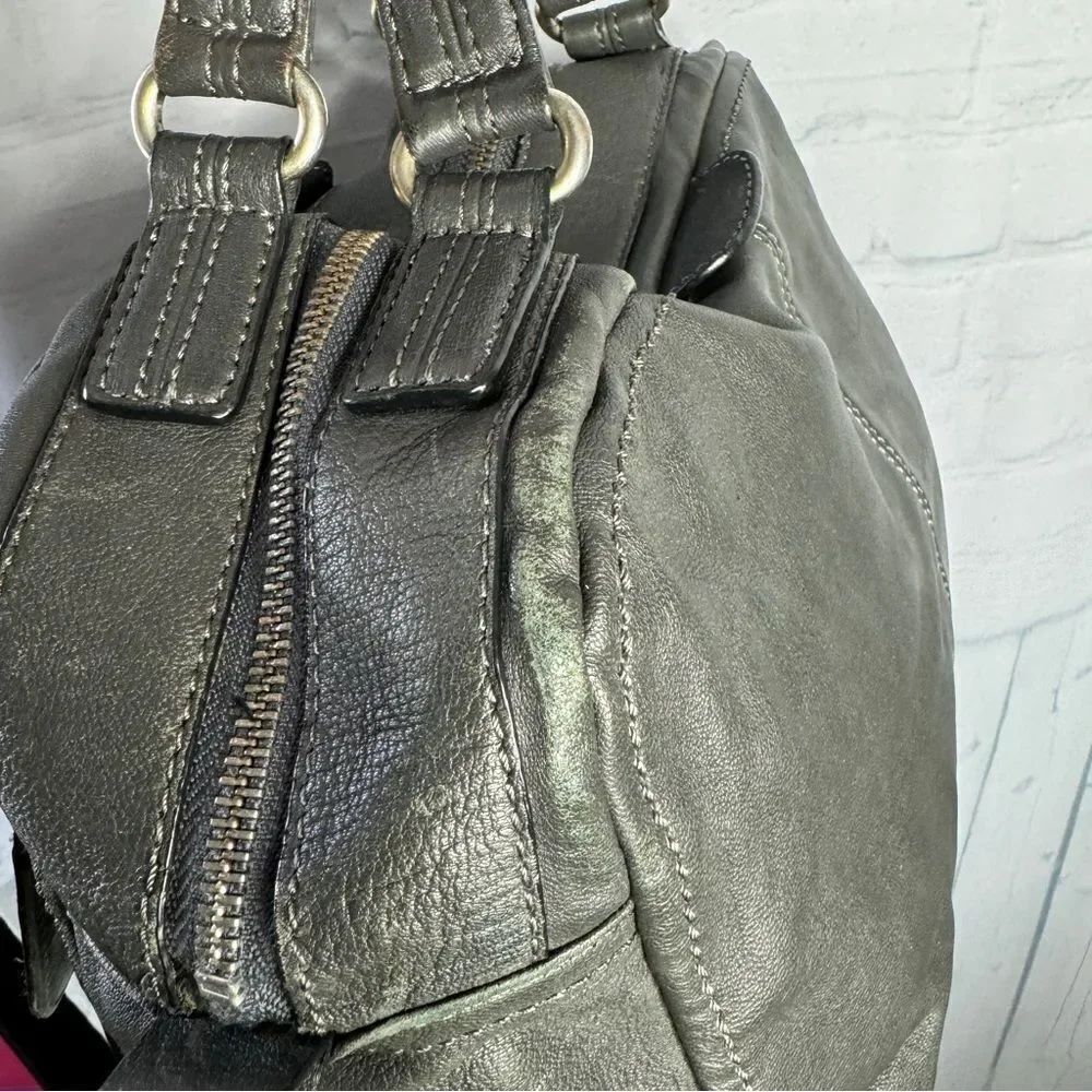 Banana Republic Charcoal Lambskin Leather Slouchy Satchel Hobo Quiet Luxury